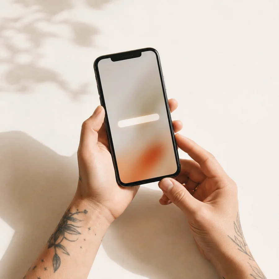 Hands holding a phone showing a prompt field