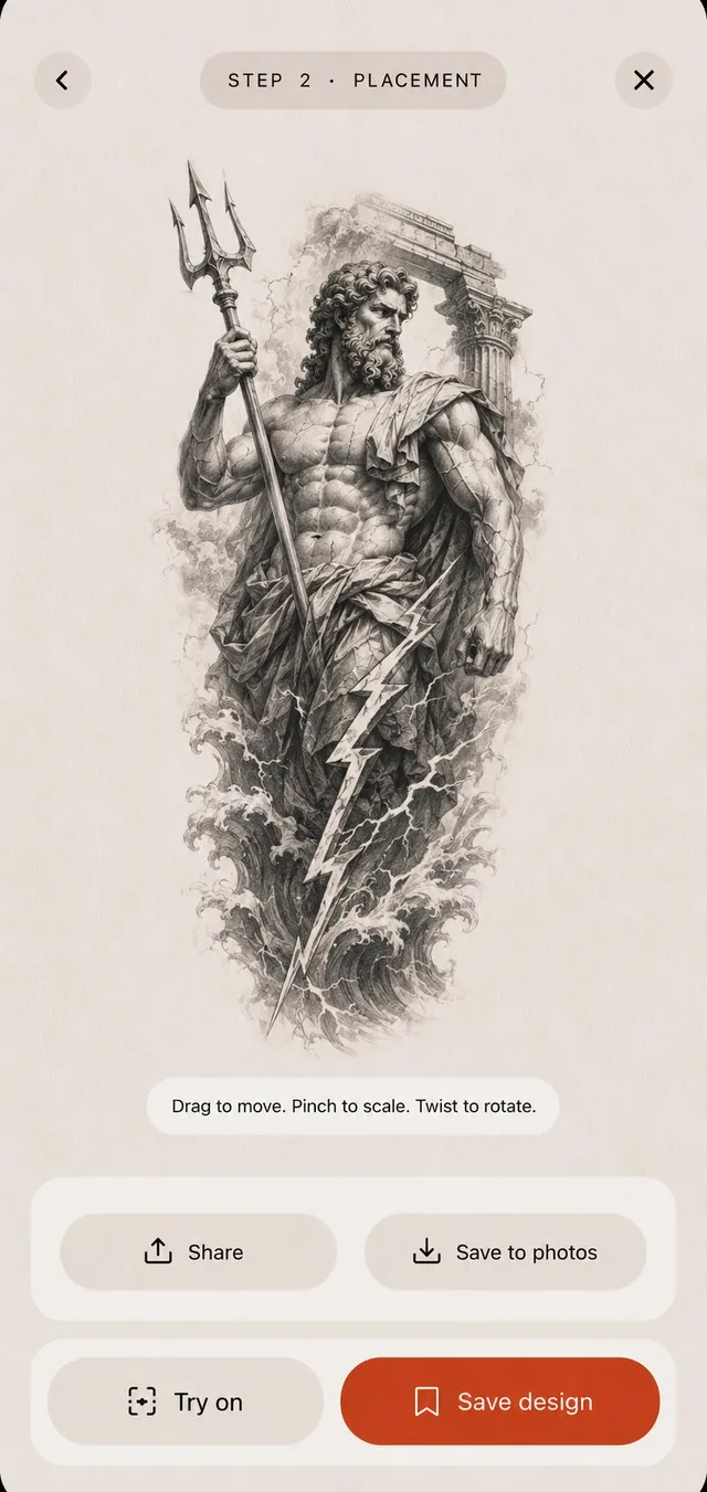 The app showing a finished tattoo design